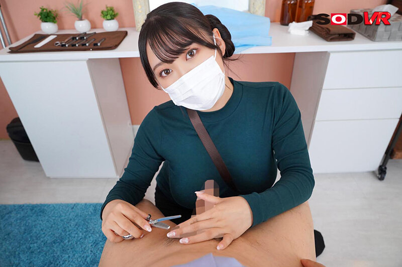 【VR】格安カットの理髪店にいた巨乳マスク美人が好きなだけ射精させてくれる。